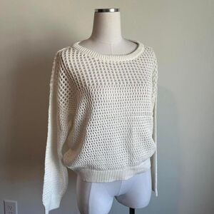 NWT Isabella size large White knit sweater with open stitching.